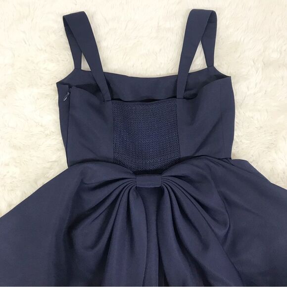 SACHIN + BABI Blaine Taffeta Square Neck Bow Train Mini Dress BHLDN Navy New 4 - Picture 5 of 12